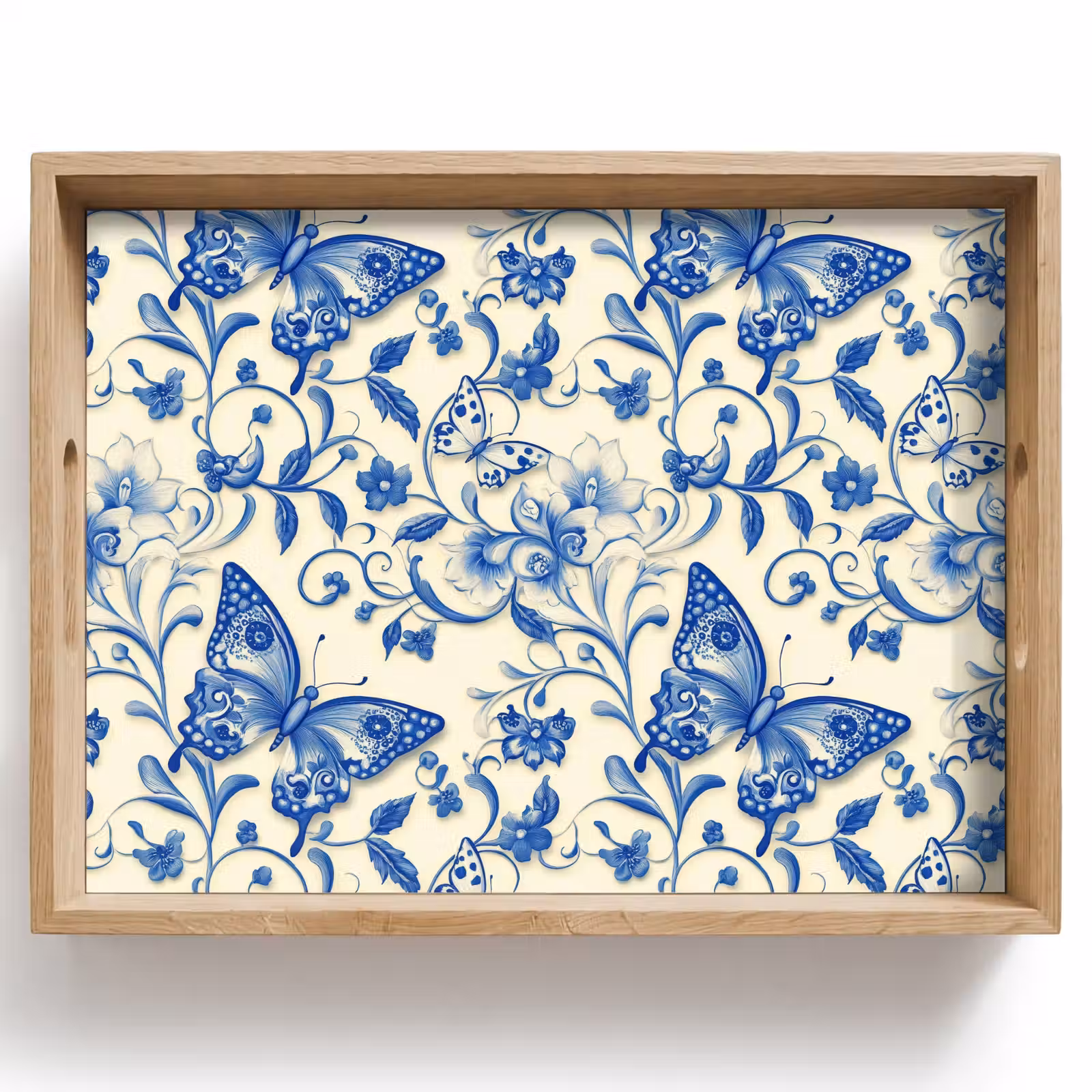 Tablett - Schmetterlinge - Blumen - Blau - Botanisch — 1