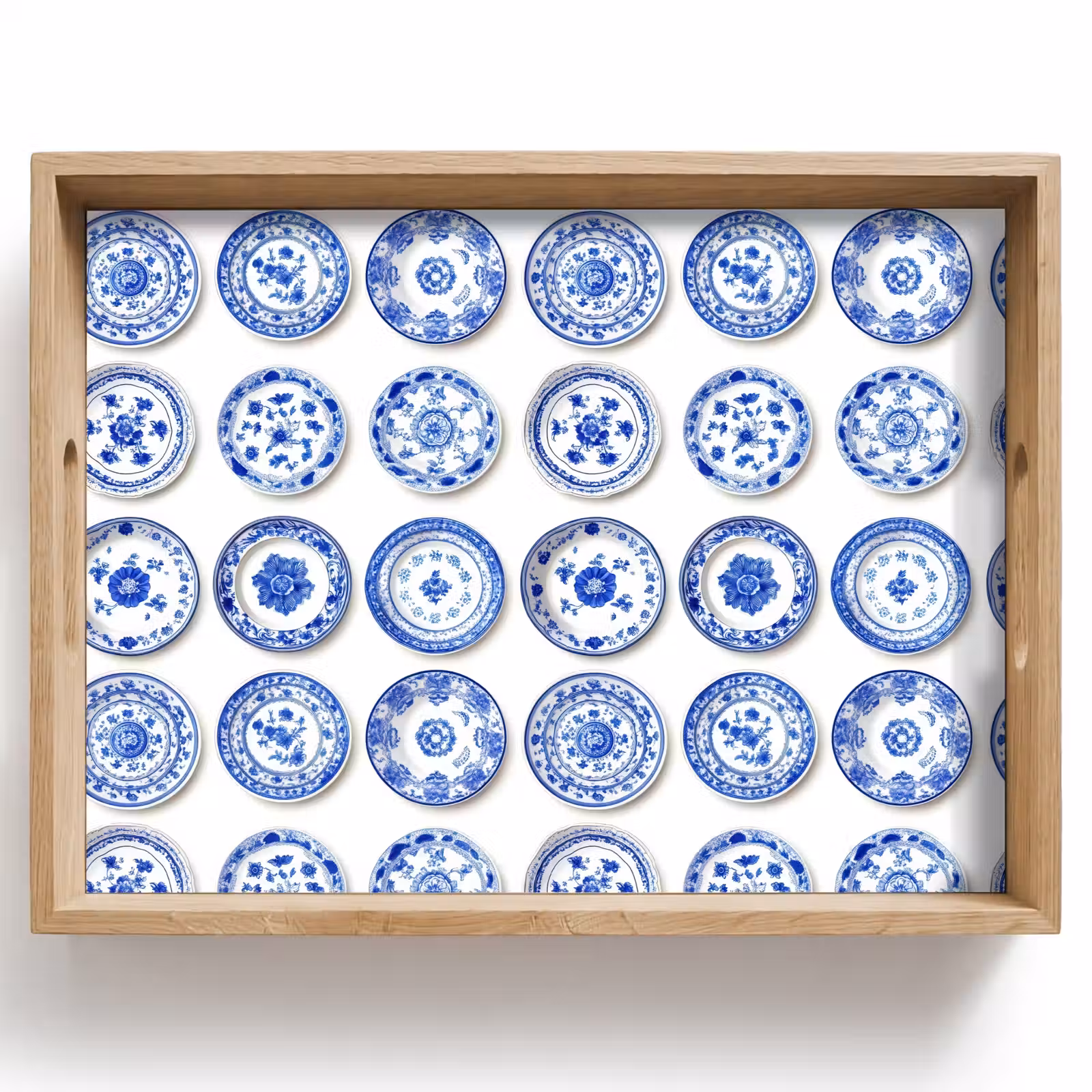 Tablett - Teller - Blumen - Muster - Blau — 1