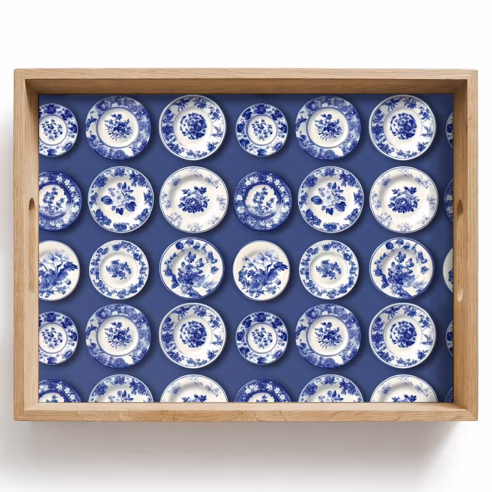 Tablett - Teller - Floral - Blau — 1