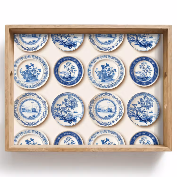 Tablett - Schilder - Bäume - Pflanzen - Blau — 1