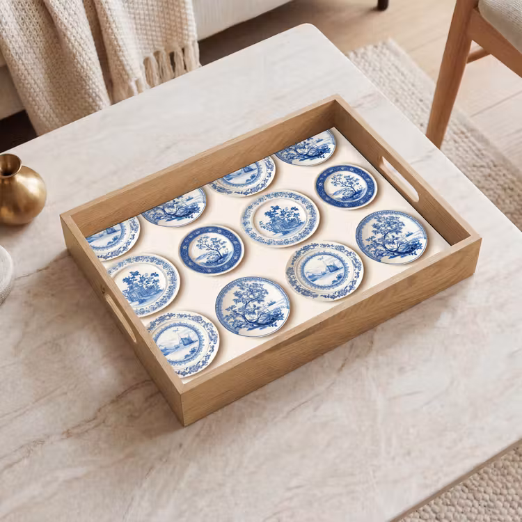 Tablett - Schilder - Bäume - Pflanzen - Blau — 2