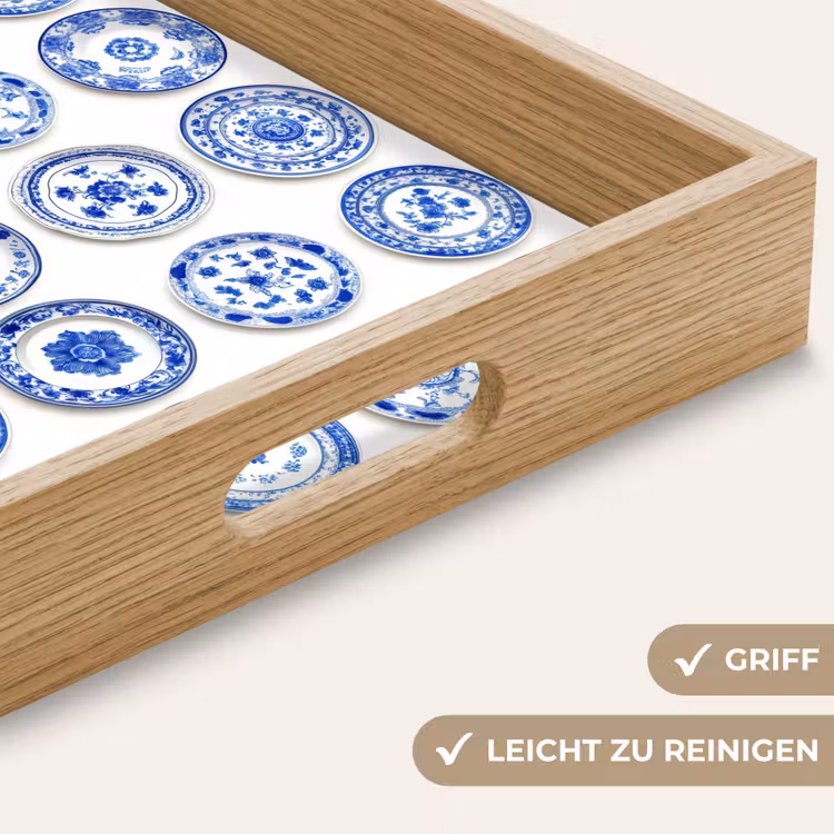 Tablett - Teller - Blumen - Muster - Blau — 8