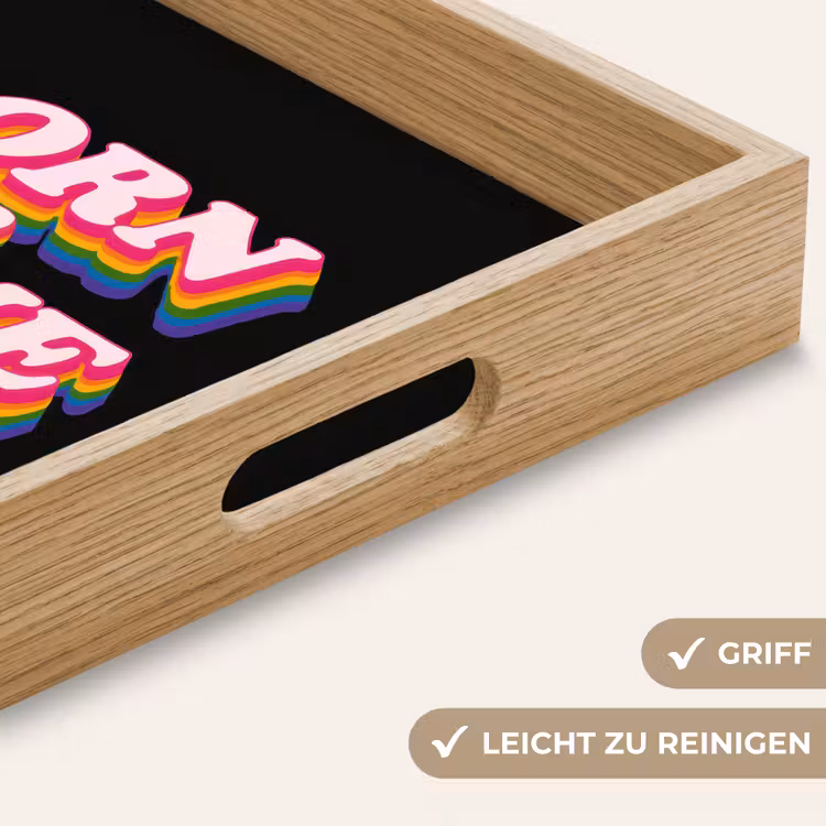 Tablett - Zitat - Regenbogen - Rosa - Schwarz — 8