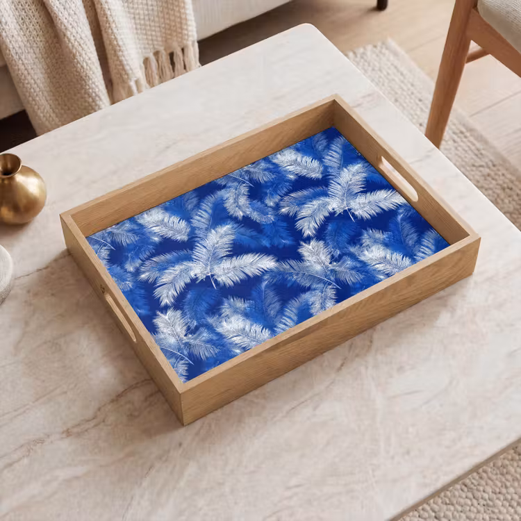 Tablett - Palmenblatt - Muster - Blau — 2