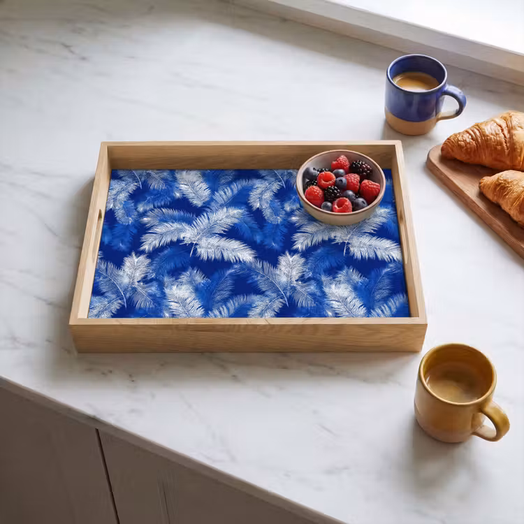 Tablett - Palmenblatt - Muster - Blau — 3