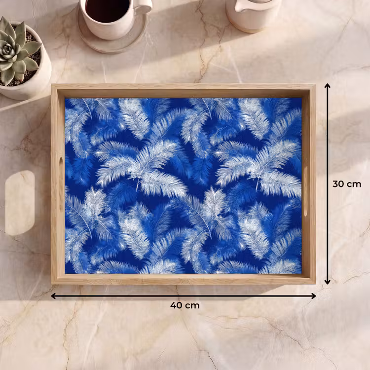 Tablett - Palmenblatt - Muster - Blau — 7