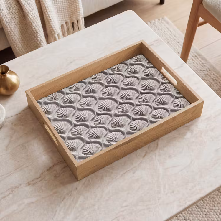 Tablett - Sand - Muschelform - Grau — 2