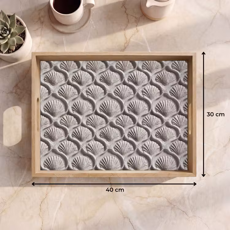 Tablett - Sand - Muschelform - Grau — 7