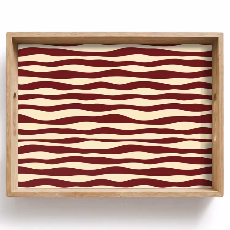 Tablett - Wellen - Rot - Muster - Creme — 1