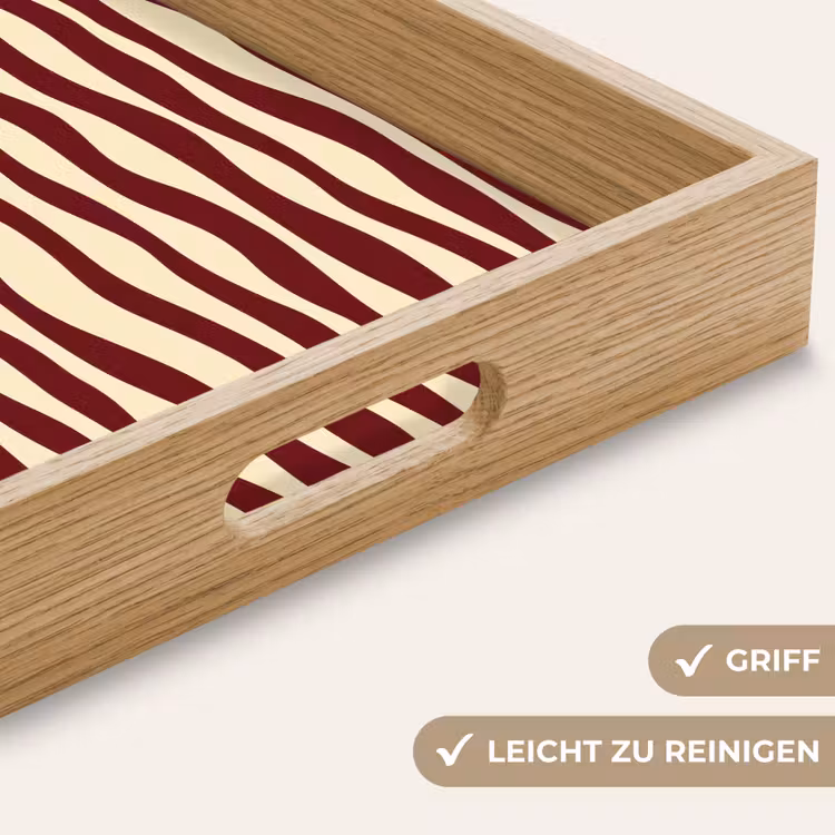 Tablett - Wellen - Rot - Muster - Creme — 8