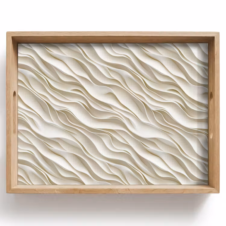Tablett - Wellen - Weiß - Minimalistisch — 1