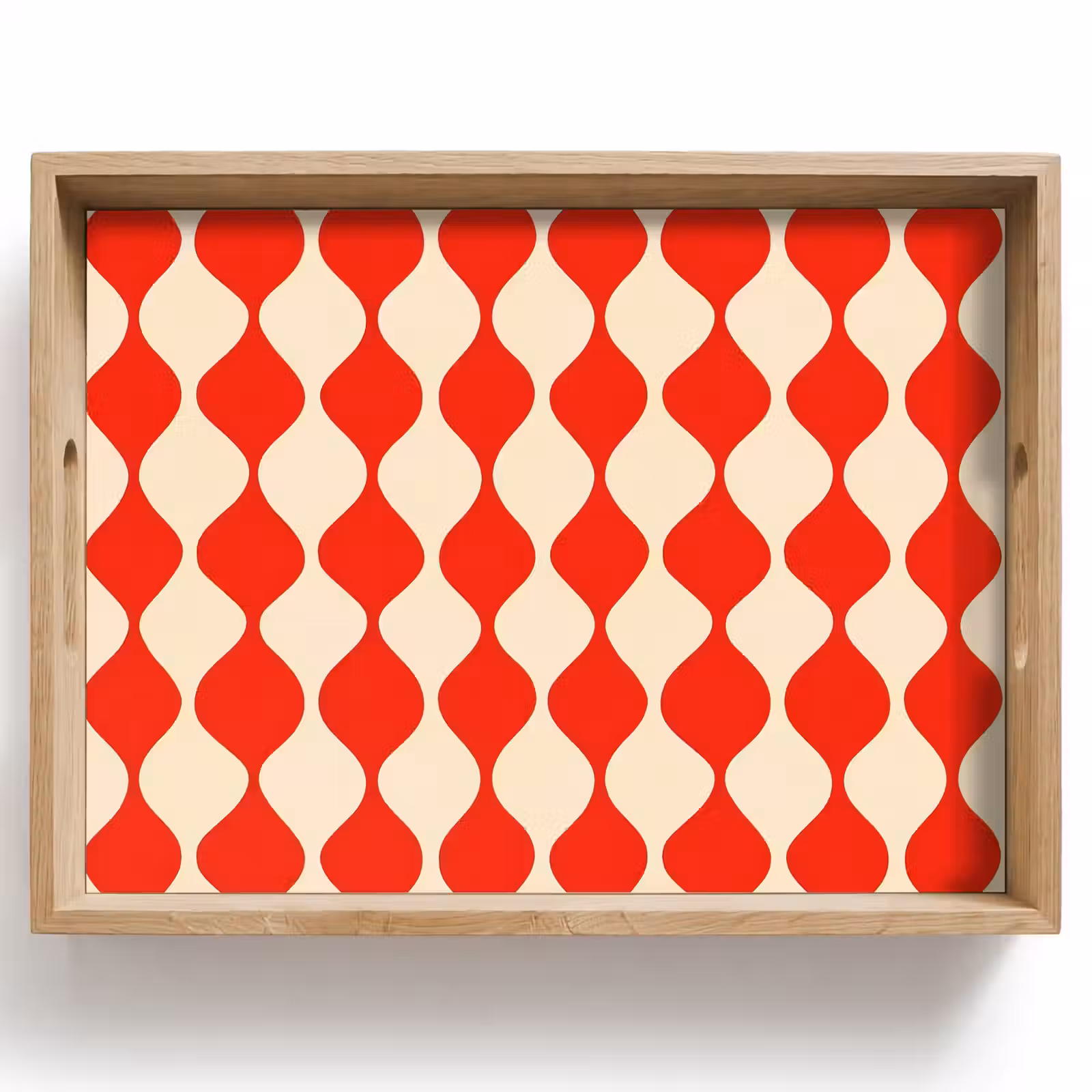 Tablett - Wellenförmiges Muster - Retro - Rot - Beige — 1