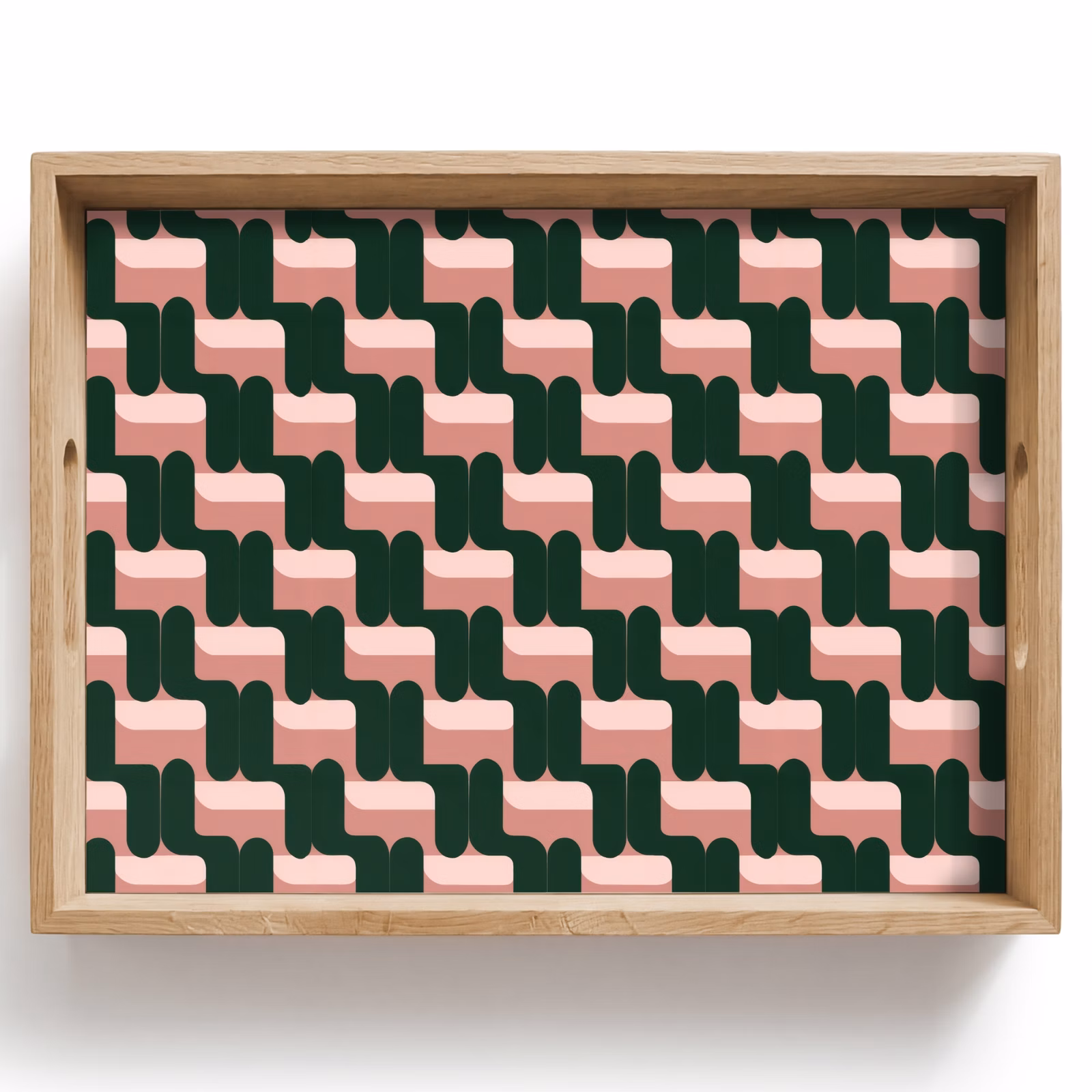 Tablett - Zopfmuster - Grün - Rosa - Geometrisch — 1