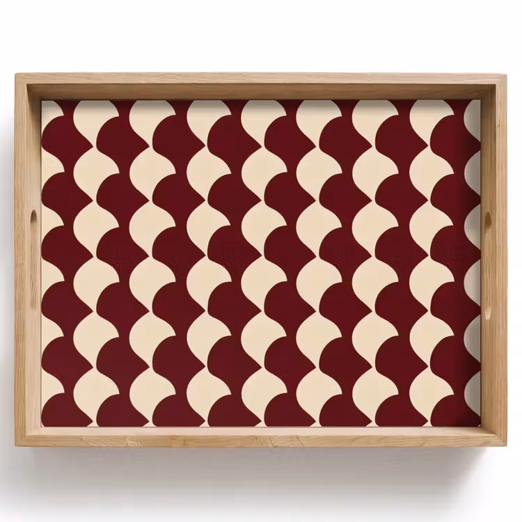 Tablett - Rot - Kachelmuster - Creme — 1