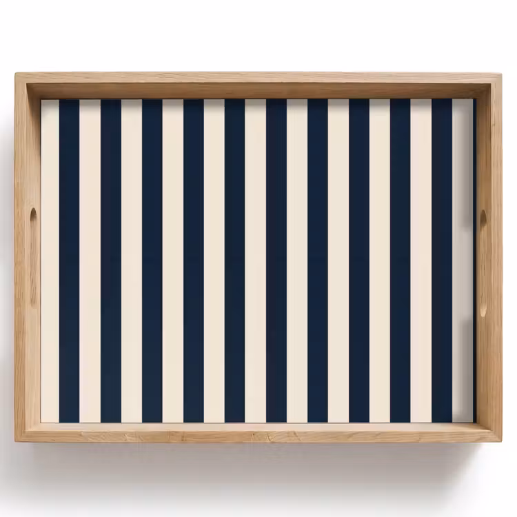 Tablett - Vertikale Streifen - Blau - Creme — 1