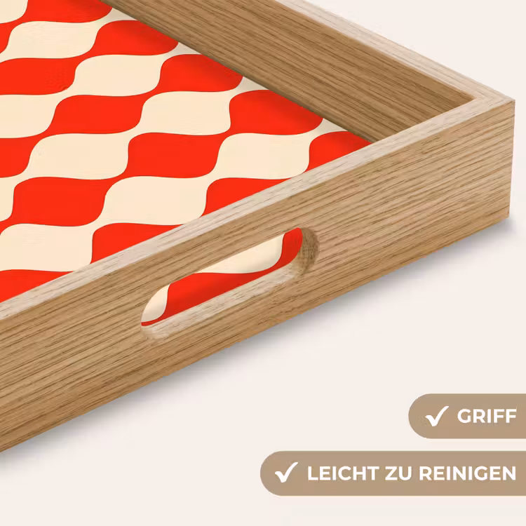 Tablett - Wellenförmiges Muster - Retro - Rot - Beige — 8
