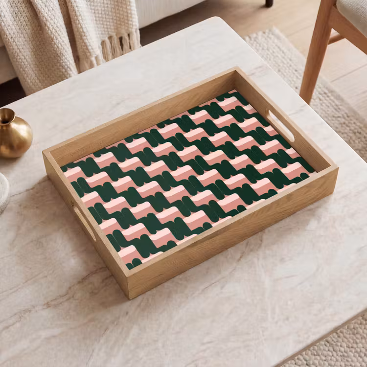 Tablett - Zopfmuster - Grün - Rosa - Geometrisch — 2