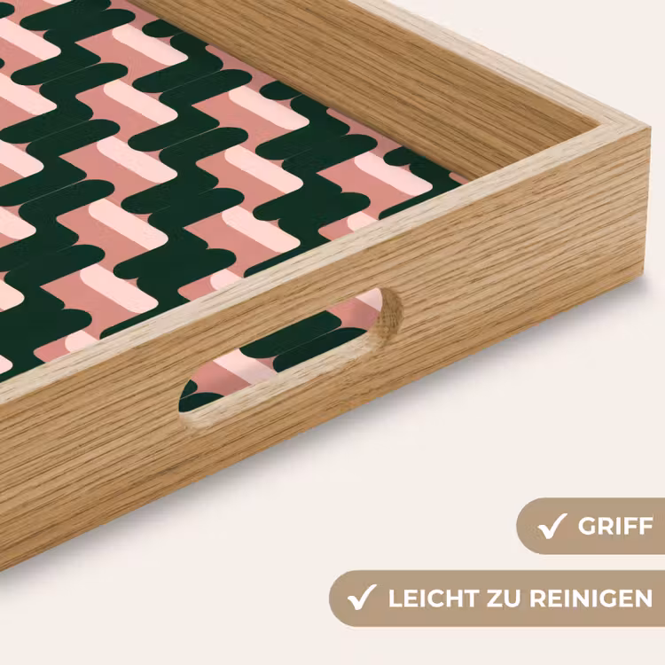 Tablett - Zopfmuster - Grün - Rosa - Geometrisch — 8