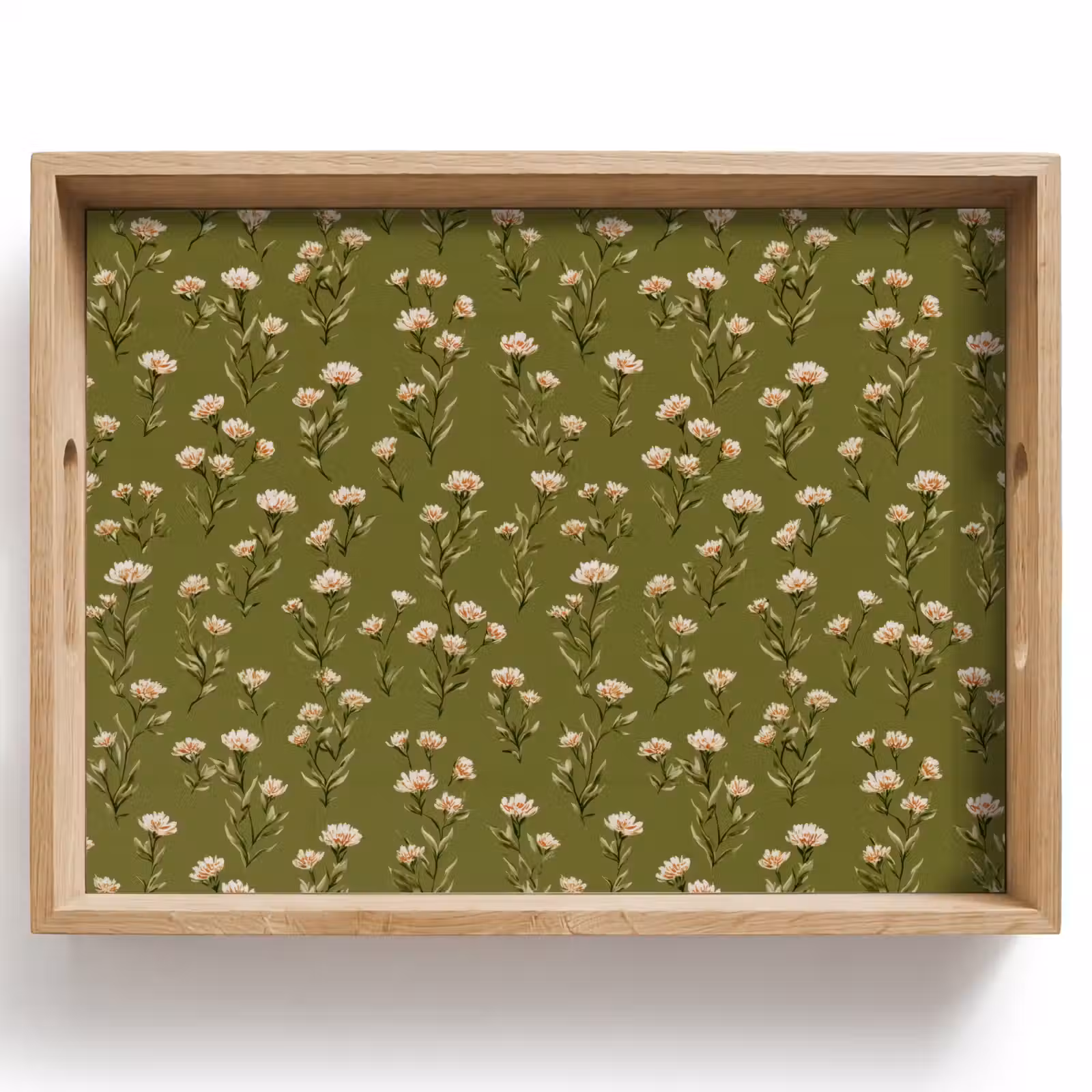 Tablett - Rustikal - Blumen - Grün — 1