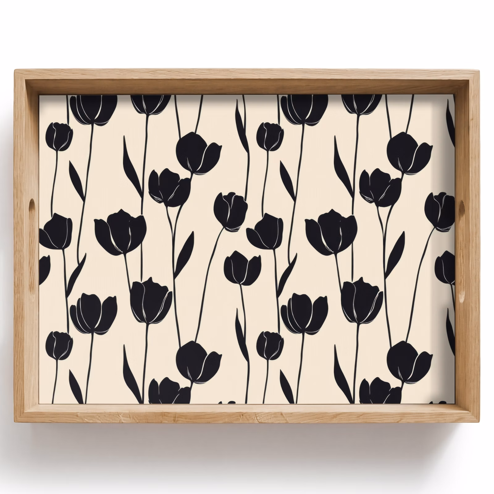 Tablett - Tulpen - Muster - Schwarz — 1