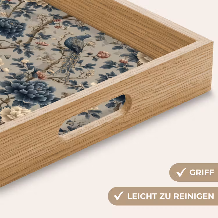 Tablett - Pfau - Blumen - Blau — 8