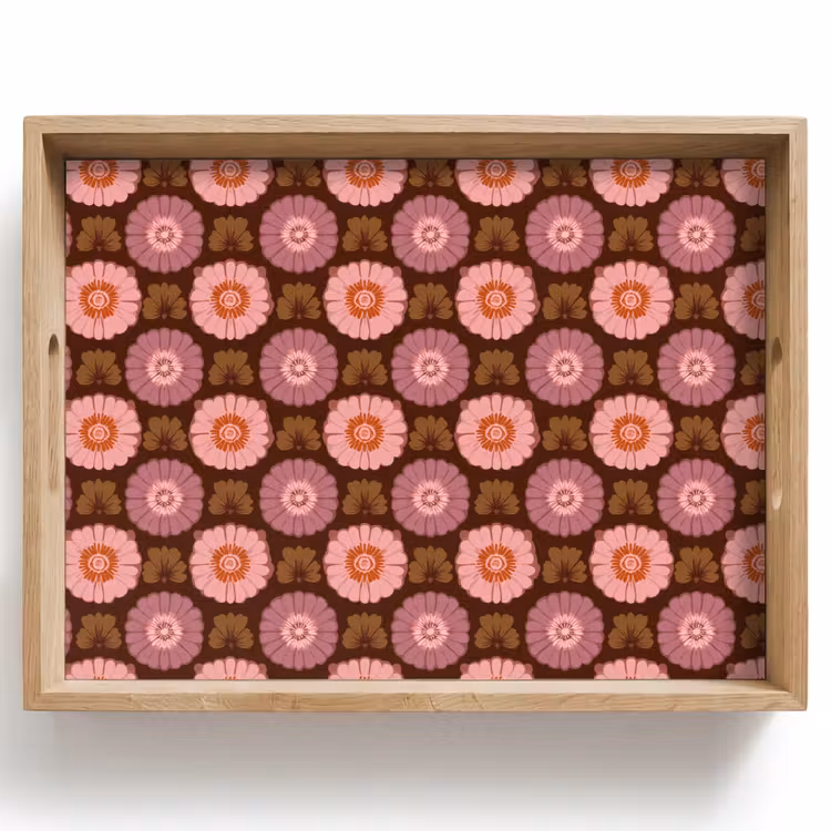 Tablett - Retro - Gänseblümchen - Rosa — 1