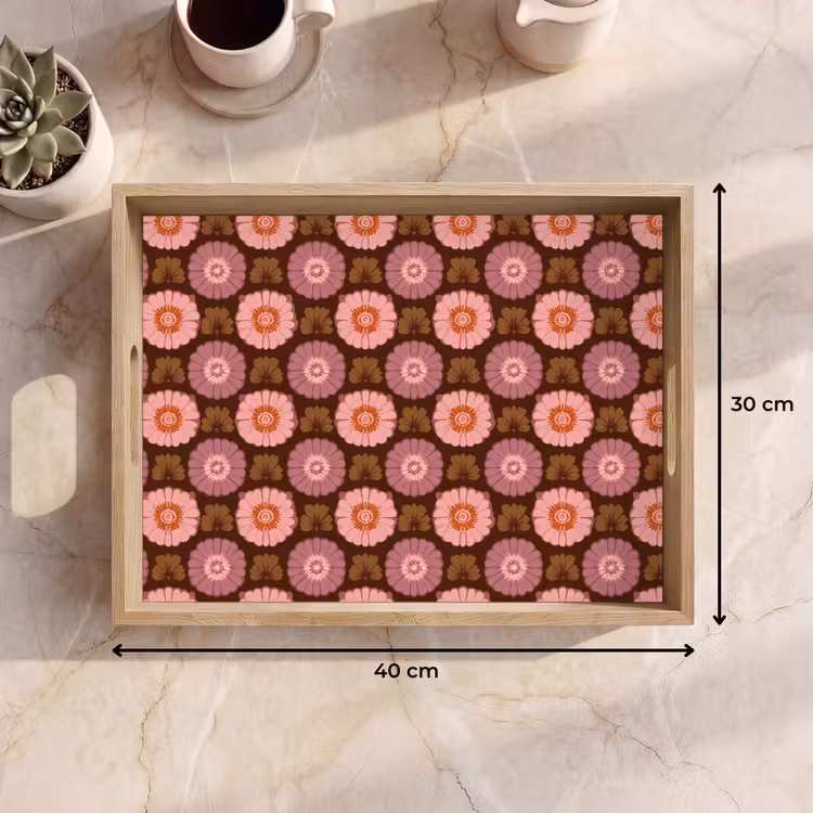 Tablett - Retro - Gänseblümchen - Rosa — 7