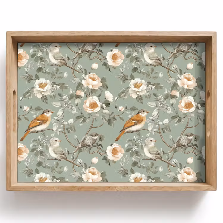 Tablett - Rosa - Vögel - Farbenfroh — 1