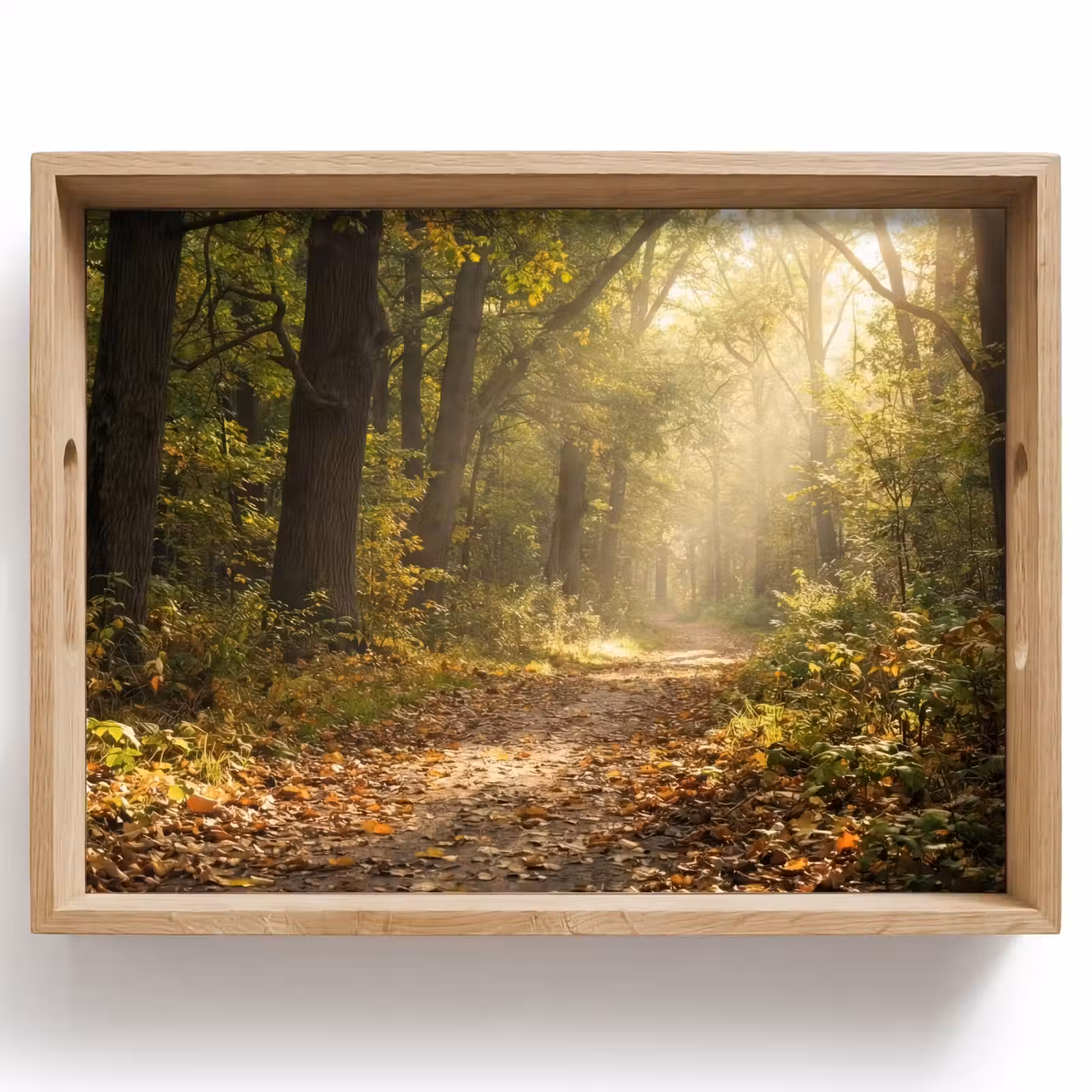 Tablett - Sonnenlicht - Waldweg - Bäume — 1