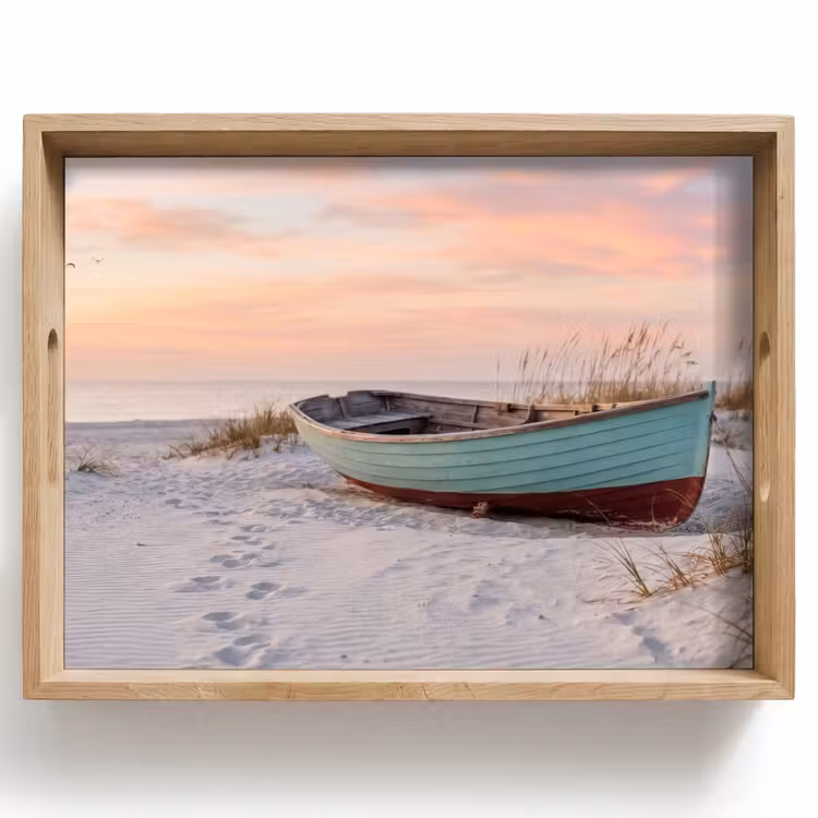 Tablett - Rustikal - Ruderboot - Sandstrand — 1
