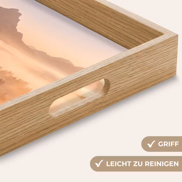 Tablett - Sonnenlicht - Nebel - Berge - Bäume — 8