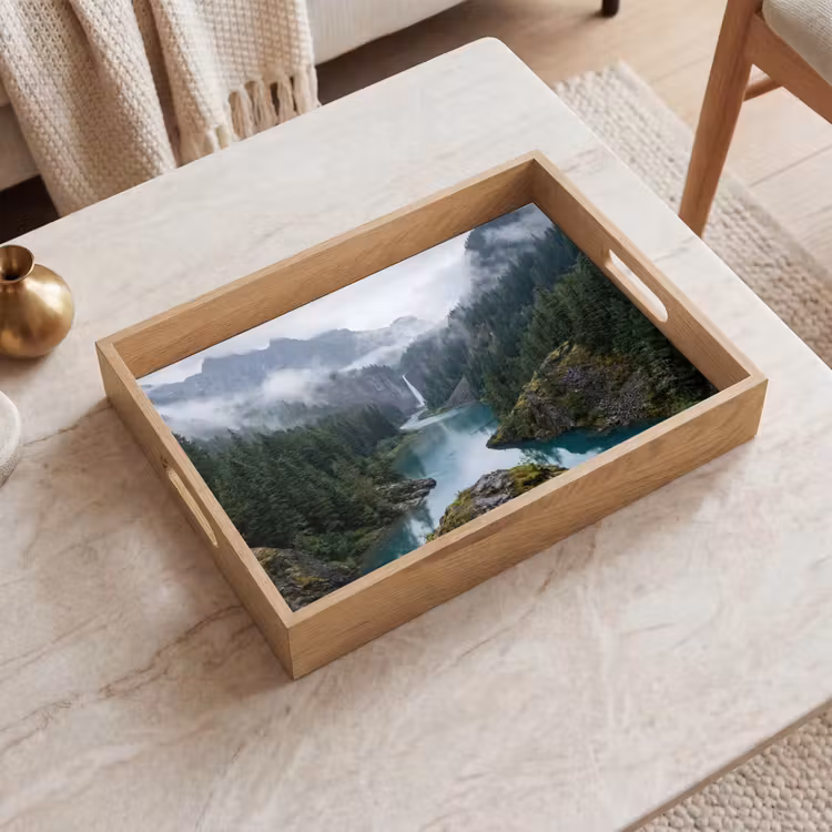 Tablett - Wasserfall - Bäume - Berge — 2