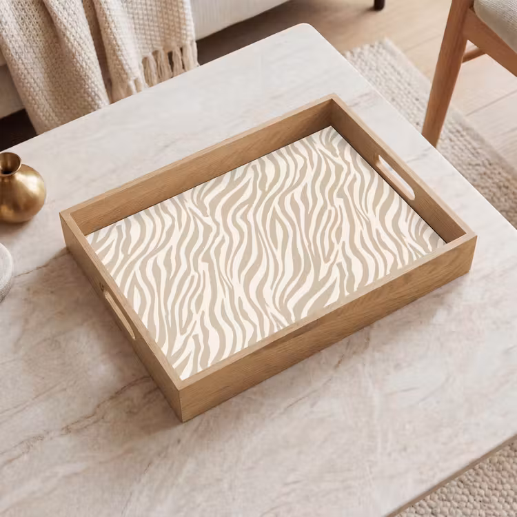 Tablett - Zebra - Muster - Beige — 2