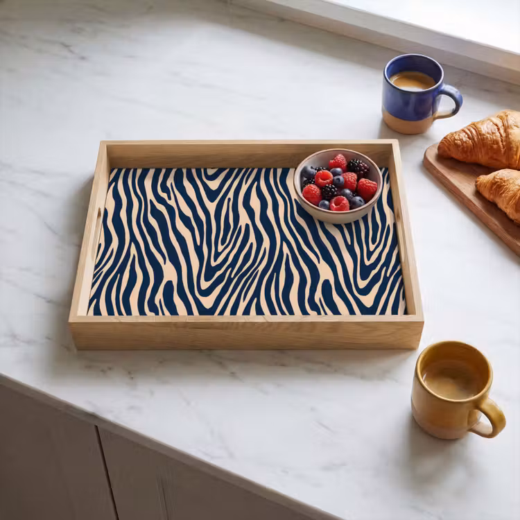 Tablett - Zebra - Muster - Blau - Beige — 3