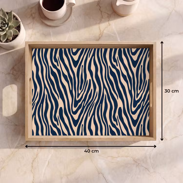 Tablett - Zebra - Muster - Blau - Beige — 7