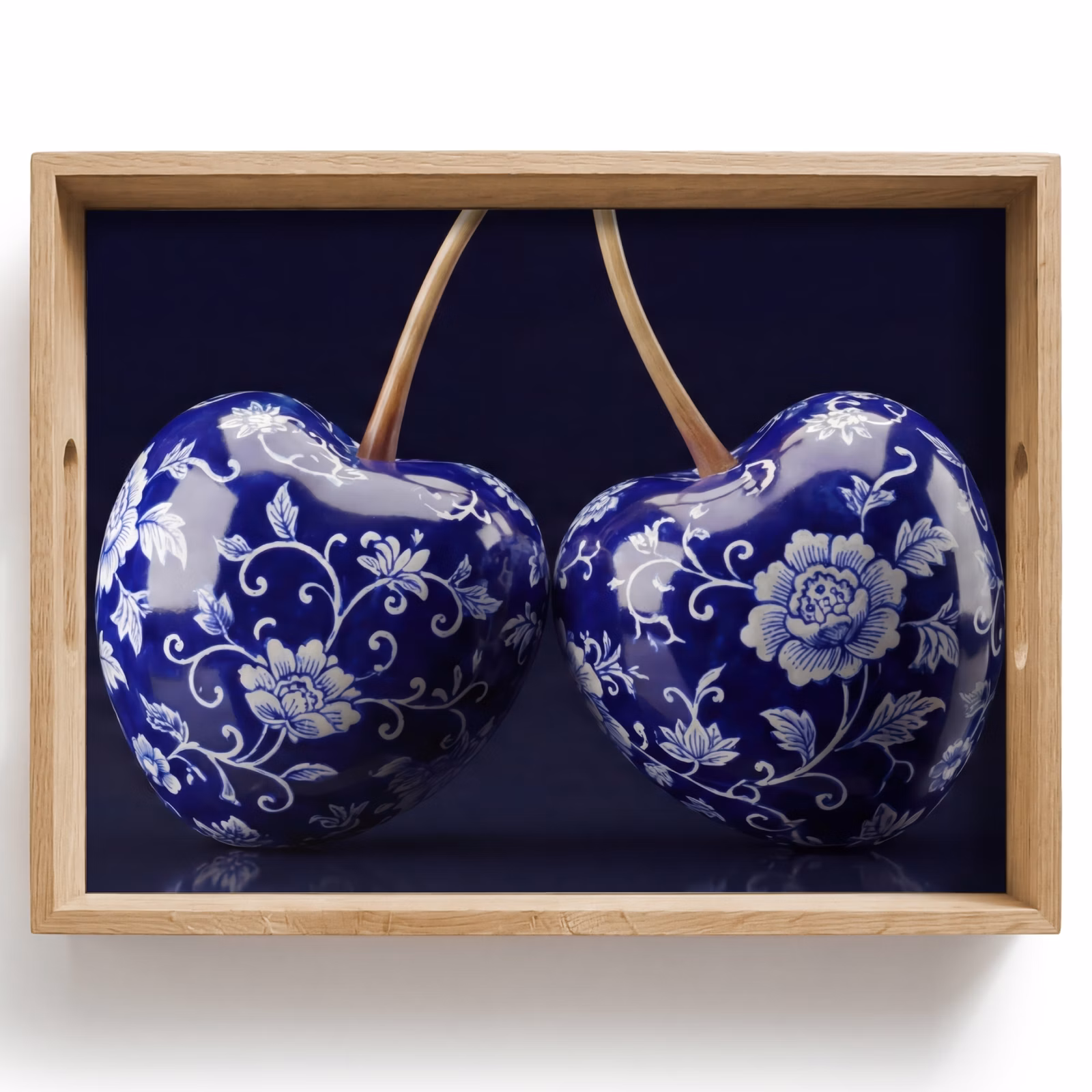 Tablett - Porzellan - Kirsche - Delft - Blau — 1