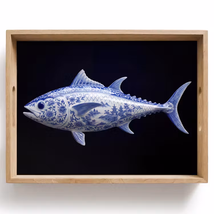 Tablett - Porzellan - Thunfisch - Delfter Keramik — 1