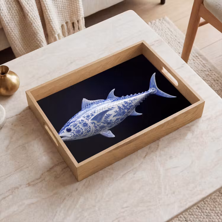 Tablett - Porzellan - Thunfisch - Delfter Keramik — 2