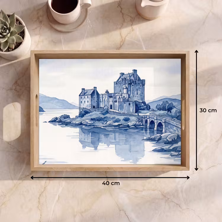 Tablett - Schottisch - Schloss - Blau - Aquarell — 7