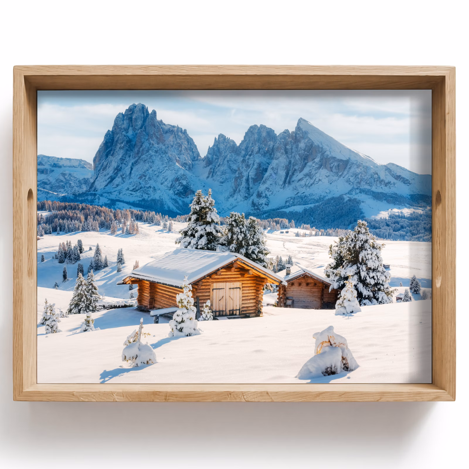 Tablett - Winter - Hütte - Berge - Aussicht - Schnee — 1