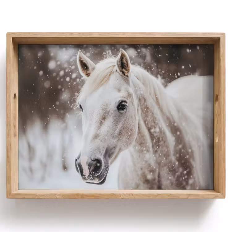 Tablett - Pferd - Weiß - Winter - Natur - Schnee - Tiere — 1