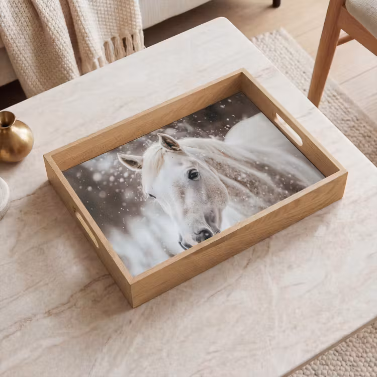 Tablett - Pferd - Weiß - Winter - Natur - Schnee - Tiere — 2