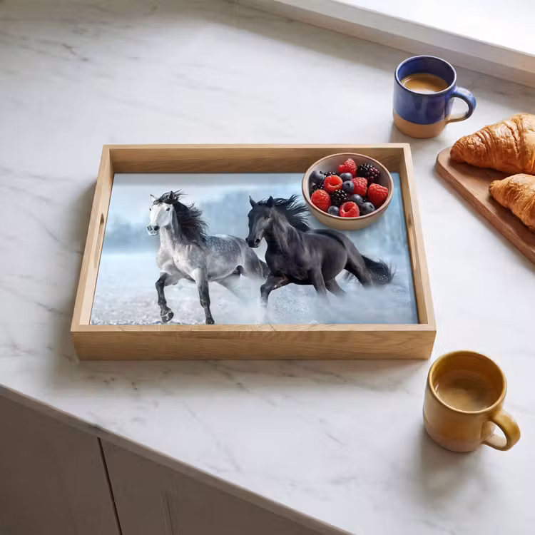 Tablett - Pferde - Winter - Tiere - Natur - Schnee — 3