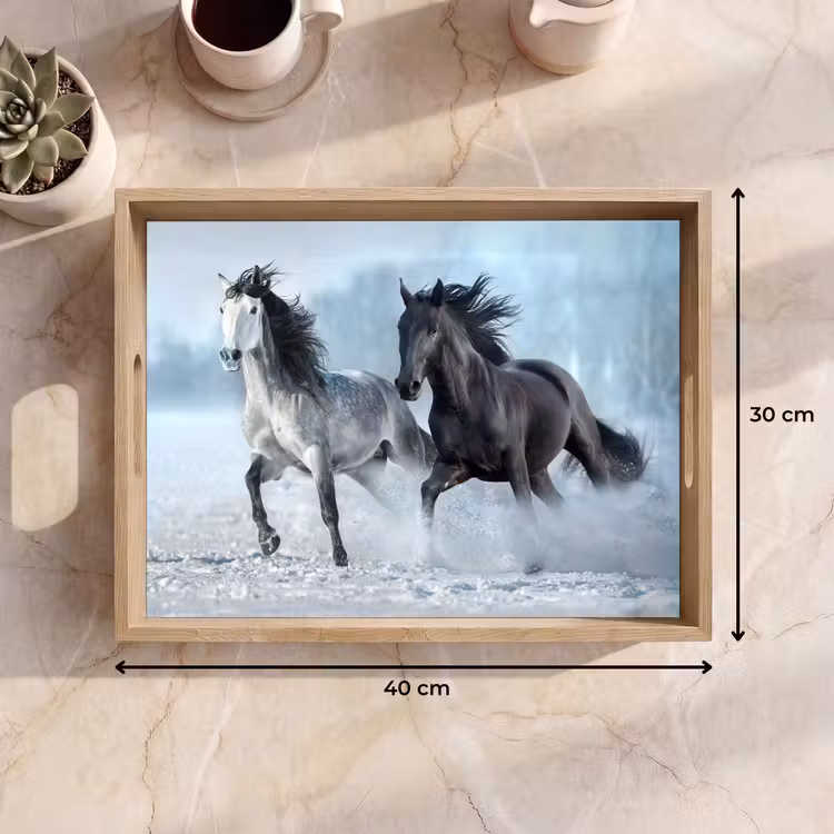 Tablett - Pferde - Winter - Tiere - Natur - Schnee — 7
