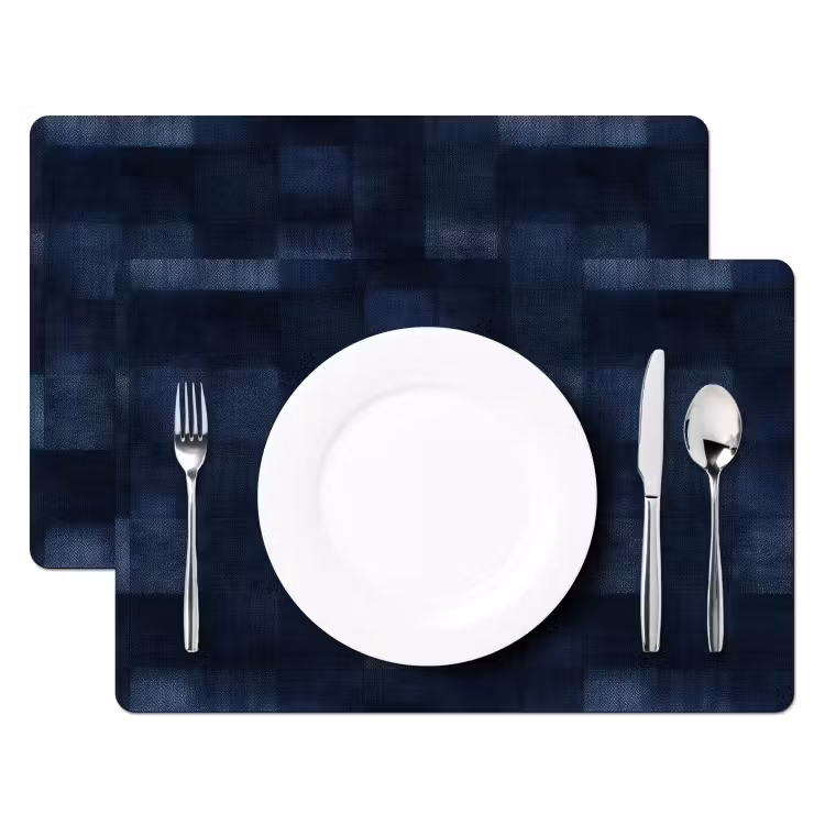 Tischset - 6 Stück - Muster - Kariert - Marineblau - 6 Stück — 2