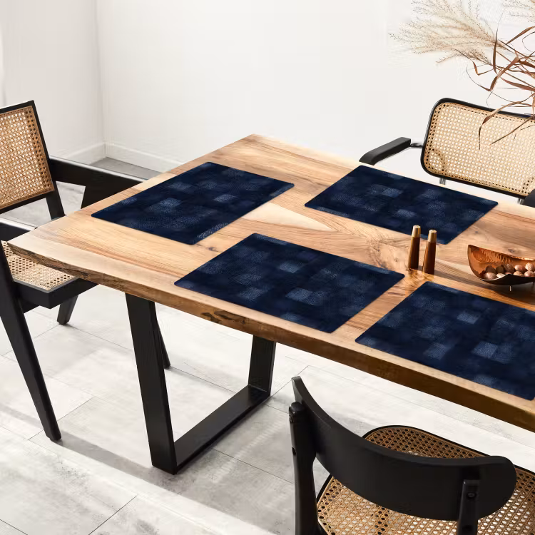 Tischset - 6 Stück - Muster - Kariert - Marineblau - 6 Stück — 4