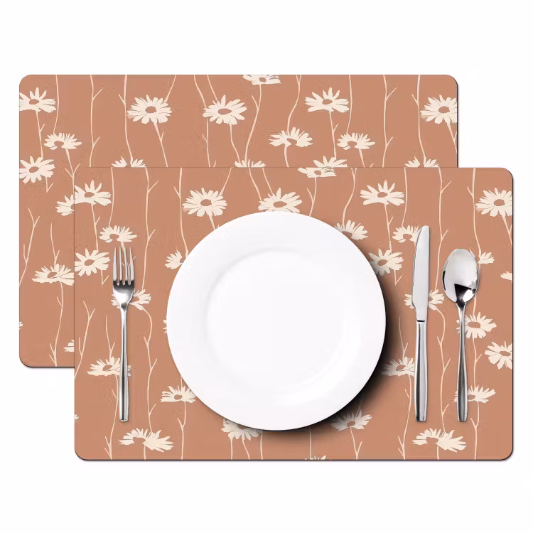 Tischset - 6 Stück - Gänseblümchen - Dezent - Terrakotta - 6 Stück — 2