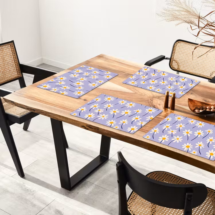 Tischset - 6 Stück - Modern - Gänseblümchen - Lila - 6 Stück — 4