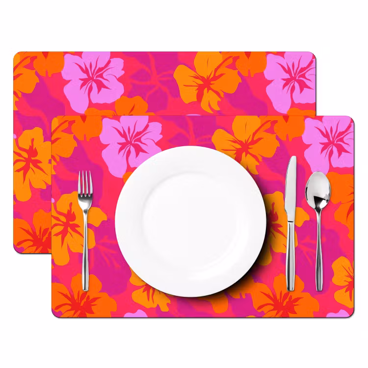 Tischset - 6 Stück - Sommerlich - Hibiskus - Farbenfroh - 6 Stück — 2