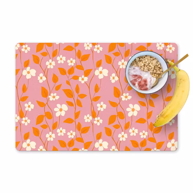 Tischset - 6 Stück - Blumen - Muster - Orange - 6 Stück — 1